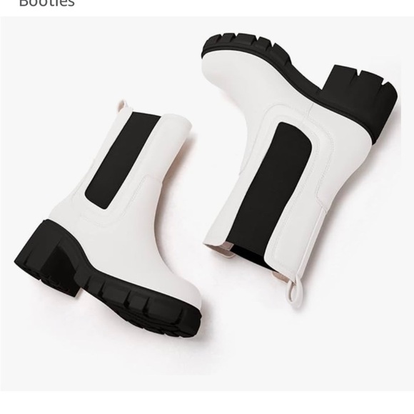 NEW Lug Sole Platform Boots Mid Calf Elastic Chunky Block Heel Chelsea Booties - Picture 5 of 8